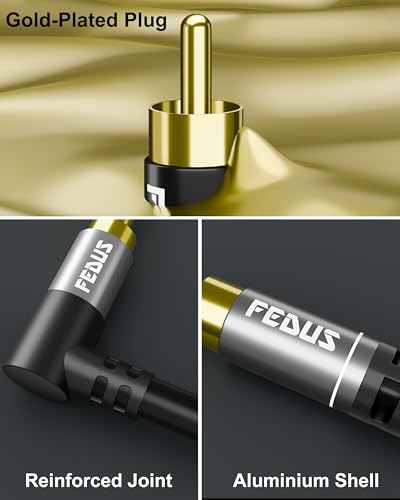 Image of FEDUS 3.5mm to RCA Cable 4.9ft /1.5M, RCA to 3.5mm Male Audio Adapter 2RCA Gold Plated Shielded Stereo Y Braided Audio Adapter Cord rca to AUX Cable for Smartphones, MP3, Tablets, Speakers,