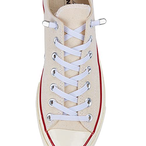 Hstgaga Elastic Shoe Laces-Elastic No Tie Shoe laces for Adults and Kids-One Size Fits All White