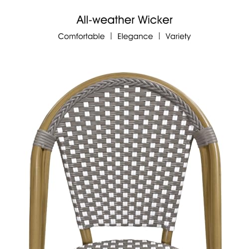 Image of PURPLE LEAF Patio French Dining Chairs Set of 4, Bamboo Finish, Gray