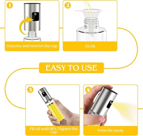 Image of Olive Oil Sprayer for Cooking, Glass Dispenser Bottle Spray Mister, Refillable Food Grade Vinegar Spritzer Sprayer for Air Fryer, Salad, Baking, Grilling, Frying (100ML Oil Sprayer)