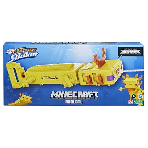 Nerf Super Soaker Minecraft Axolotl Water Blaster, Minecraft Axolotl Mob Design, Outdoor Water Toy, Outdoor Games for Kids - image 2