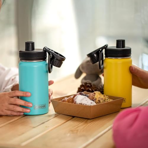 Image of koodee Small Water Bottle-12 oz Stainless Steel Vacuum Insulated Wide Mouth Water Flask with Leakproof Spout Lid (Apple Green)