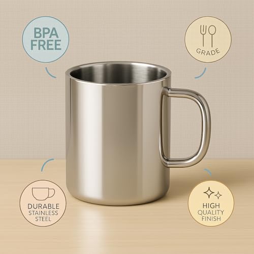 Image of Human Hydro Stainless Steel Mugs - Set of 2 (240 ml Each) | Durable Coffee Mugs & Tea Cups | Rust-Free, Spill-Proof, Easy to Clean