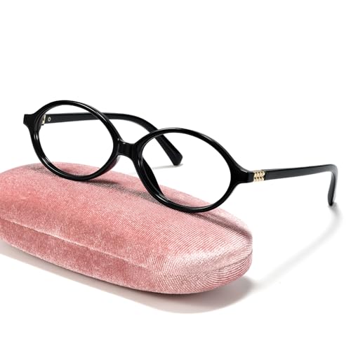 Image of Slocyclub Oval Blue Light Blocking Glasses for Women Men Retro Eyeglasses | Filters harmful blue light, reduces eye strain, Vintage oval frame, Lightweight for daily wear