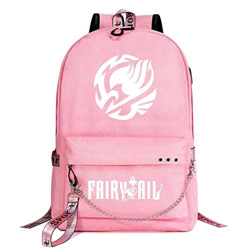 WANHONGYUE Fairy Tail Backpack Student Büchertasche Mädchen Schultasche 15,6-Zoll-Laptop-Rucksack für Anime-Liebhaber Pink / 7