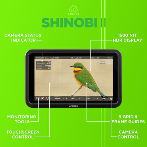 Atomos Shinobi II HDMI 4K Monitor with HDR Touchscreen, All Day Battery Life, and Lightweight Design (Black)