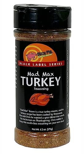 Dizzy Pig Mad Max Turkey Seasoning Rub (8oz Shaker) - Seasons 30+lbs of Food - Hand Made in the USA - MSG Free, Gluten Free