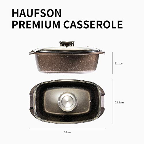 Haufson Asteroid Premium Casserole | Robust Roaster Die-Cast Aluminium Casserole with 5.7L Capacity | Induction Compatible Nonstick PFOA Free with Integrated Aroma Button and Steam Vent 3 Gallery Image