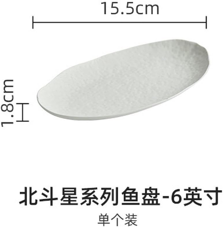 Ceramic oval large Big Dipper fish plate household exquisite personalized tableware -6 inches