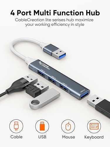 Image of CableCreation 4 in 1 USB Hub(Lite Series), Multiport Adapter with 1 x USB 3.0 & 3 x USB 2.0 Ports,Up to 5 Gbps Super Fast Data Transfer for MacBook Pro /Air, PS4, Xbox, Windows, Android, Linux