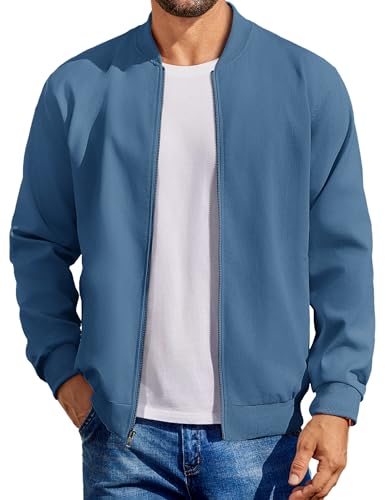 Image of COOFANDY Mens Light Cotton Bomber Jacket Flight Casual Softshell Varisty