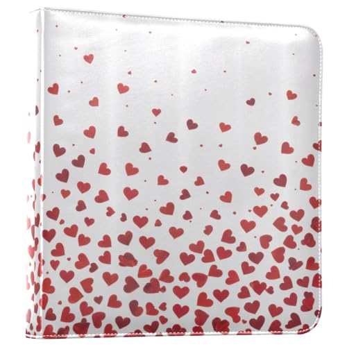 Álbum de fotos autoadhesivo DIY Scrapbook en cuero PU rojo con diseño de corazones y anillos 3 argollas, 40 páginas, 8x10 pulgadas miniatura 1