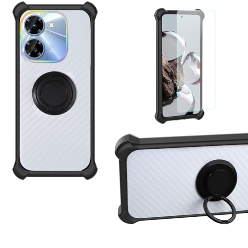 jioeuinly Case Compatible for Hisense Infinity H72 Pro HLTE271E Phone Case Cover [with 1* Tempered Glass Screen Protector] PC + Silicone [360 Metal Ring, Magnetic Car Mount] CSKB-HEI