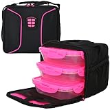 Motivator Cube Meal Prep Lunch Bag with 3 BPA-Free, Reusable, Microwavable, Freezer Safe, Portion-Co