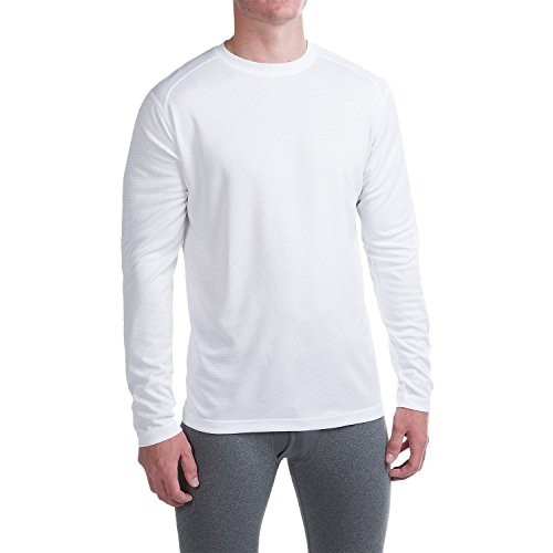Terramar Men's Helix Mountain Long Sleeve Crew Shirt (Medium, White)