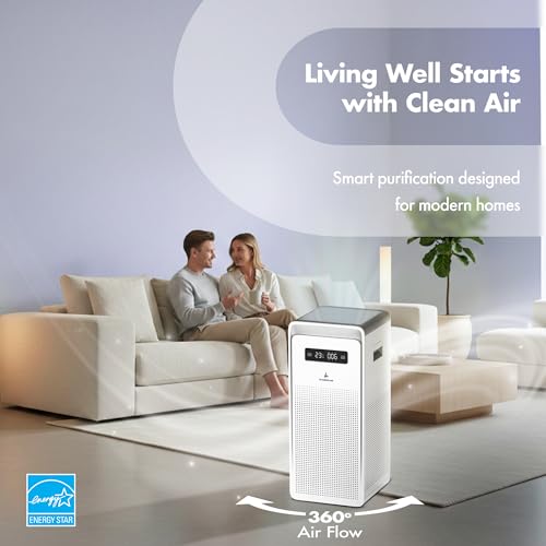 Image of Pure Air PA6 Wozoyo Air Purifier for Home&Office,4in1 filter,PreFilter,AntiBacterial,H13 HEPA,Activated Carbon,Covers 2915ft,AHAM Verifide,Removes 99.99% PM2.5 PM10,Smoke,Odor,App control,LED Display