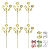 ZHANYIGY 6PC Set Gold Christmas Tree Decoration Sequins Candy Shape Curly Pick, Christmas Tree Decor