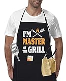 Funny Aprons for Men Women - Myipyi Chef Cooking Apron with 3 Pockets Waterproof BBQ Grill Apron...