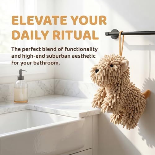 Cute Dog Chenille Hand Towel, Chenille Dog Towel, Puppy Shaped Hand Towels, Super Absorbent Fuzzy Ball Towels, Microfiber Puppy Hand Drying Puff for Pet Lovers Washstand Bathroom Kitchen Decor (G) — view 2