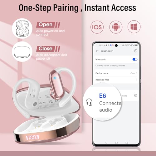 KI Übersetzer Kopfhörer, 3-in-1 Echtzeit Sprachübersetzer Kopfhörer mit ENC und App, 42 Std Übersetzungskopfhörer mit 165 Sprachen & 8 Modi, Open Ear Übersetzer Ohrhörer für Geschäftlich/Lernen Rose