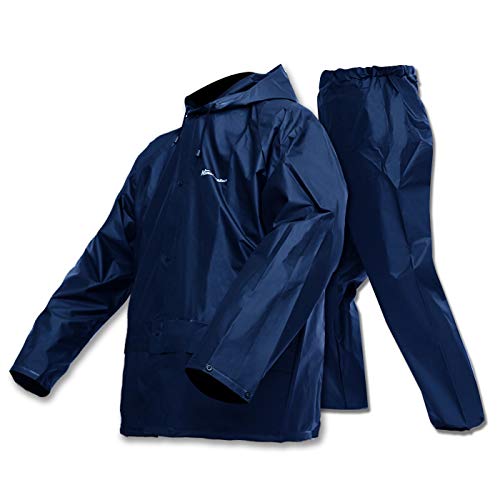 Rain Suit for Men Women EVA Ultra-Lite Waterproof Protective Rain Coat Jacket with Pants Rain Gear Workwear (S, Blue)
