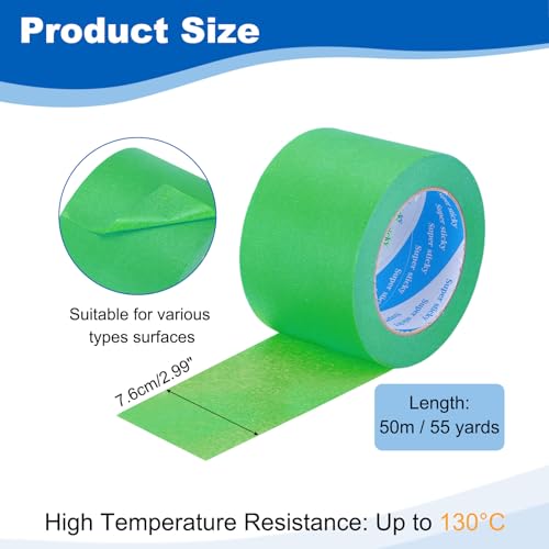 Image of PATIKIL Painters Tape 3 Inch x 55 Yards, Adhesive Masking Tape Green Paint Tapes for Wall Painting DIY Artist Craft Arts Decoration Labeling