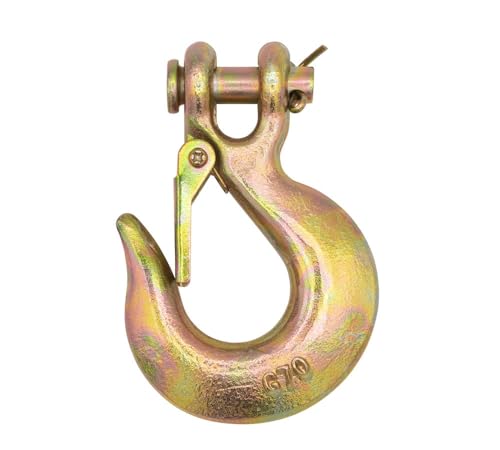 Mytee Products 1/4" G70 Clevis Slip Hook with Latch - 2,860 LBS WLL Heavy Duty Grade 70 Safety Chain Hook for Trailer Truck Transport