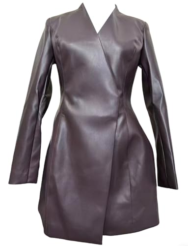 Blazer costume en cuir femme manteau smoking chic bureau