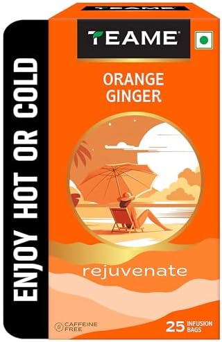 TE-A-ME Orange Ginger Herbal Tea Bags 25 pcs | Fruit - Herbal Tea | Non Caffeine Tea | Sugar Free