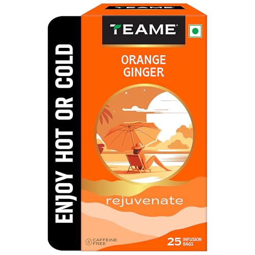 Te-A-Me Orange Ginger Infusion Tea, 25 Tea Bags | 100% Caffeine Free | Flavored Infusion Tea