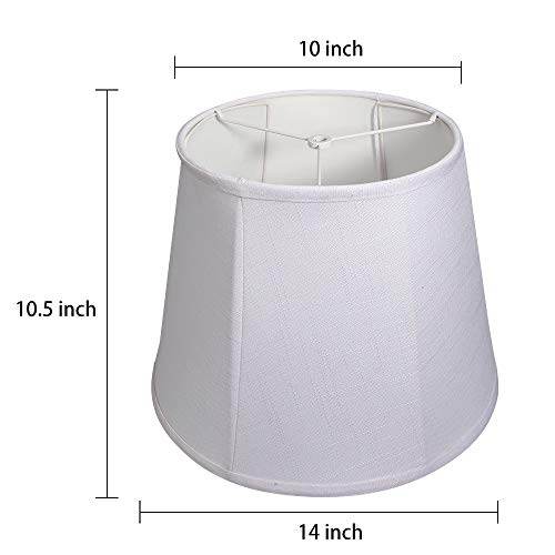 Double Tootoo Star White Lamp Shade Set of 2, Large Drum Lampshade for Floor Light and Table Lamp 10x14x10 inch, DIY Fabric Natural Linen Hand Crafted, Spider (White, 10x14x10 inch) - Thumbnail 2