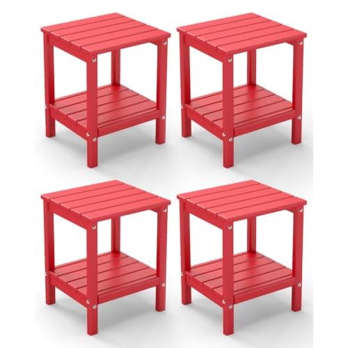 GREENVINES Outdoor Side Table, HDPE 2-Tier Adirondack Tables, Aqua