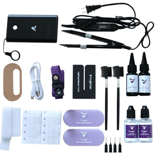 V Light Hair Extension Kit V Light Hair Extension Machine ,V-light glue * 2 ,glue remover solution * 2 ,V Light Hair Extensions Remover,V Light Hair Extensions Set For Salon Or Diy At Home