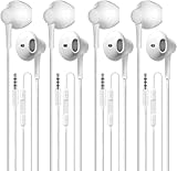 SHDKJXH Wired Earbuds Headphones 4 Pack, 3.5mm Jack Ear Buds with Microphone and High Sound Quality, Earphones Compatible with Computer Laptop iPad and Android Phones in School Office and Home