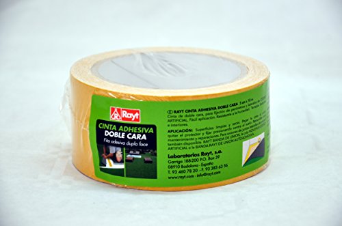 Rayt 2204-29 Cinta adhesiva de doble cara para césped artificial. Apta para interior y exterior. No deja residuos. 5cm x 10m