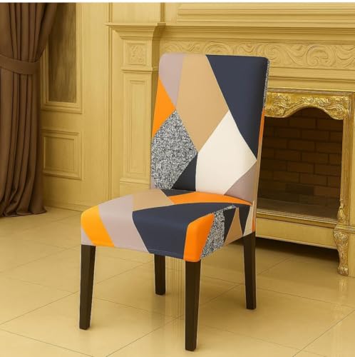 Image of Homerz Premium 6 Seater Dining Table Cloth with 6 Dining Chair Covers,Elastic Fitted Chair Slipcovers, Printed Polycotton Fabric, Table Cloth Size 60x90 inch (Halo)