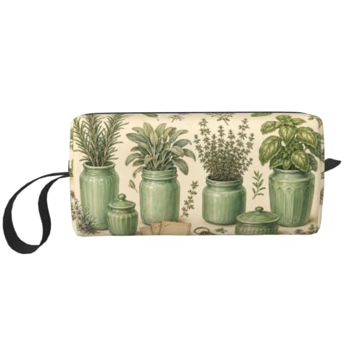 OLUSENMO Herb Small Makeup Bag, 600D Oxford Cosmetic Pouch for Women