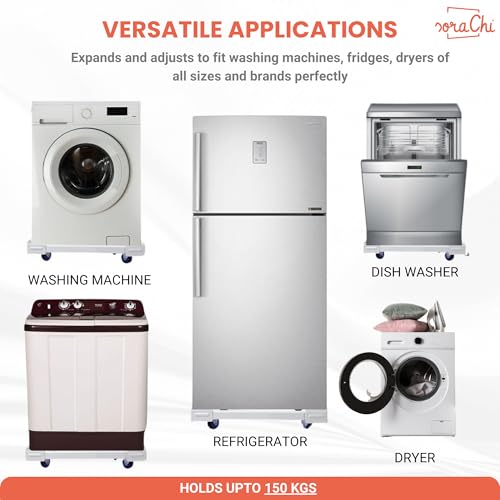Image of SoraChi Washing Machine Stand w /Wheels & Vibration Control-Elevates Appliance for Water Protection & Rust Prevention-Durable Plastic-Iron Construction for Front & Top Load Washers (Grey Plastic)
