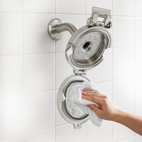 Shower Clear Patented Open Clean Design Shower Head - The World’s Only Cleanable Shower Head to Reduce Moisture & Buildup, High Pressure Flow, Universal Fit - Chrome - 5.5 inches