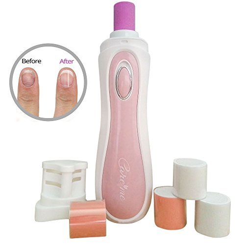 Battery-Operated Electric Nail File, Buffer, Polisher - A Must-have Electronic Manicure Nail Care Set for Naturally-Glowing Healthy Naked Fingernails (5 Rollers)