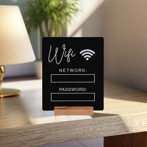 Placa de Wifi acrílica de sobremesa con acabado negro mate 5