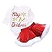 Disfraz Navidad Bebe Niña Tutu Falda Corta + my 1st Christmas Monos Recién Nacidos Ropa Conjunto de Fotografia (3-6 Meses, Blanco)