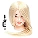 Produktbild 46-66cm 100% Echthaar ÜbungsKopf Blond idealer Trainingskopf Frisierkopf für Friseure Hochstecken Ausbildung Kopf Lange Haare mit Tischklemme 18"&120g
