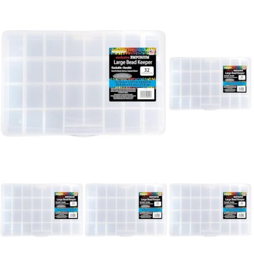 Image of The Beadery - Large Bead Keeper Storage Box, 32 Compartment - 2176, 13.75 x 8.625 x 1.375 inches (Pack of 5)