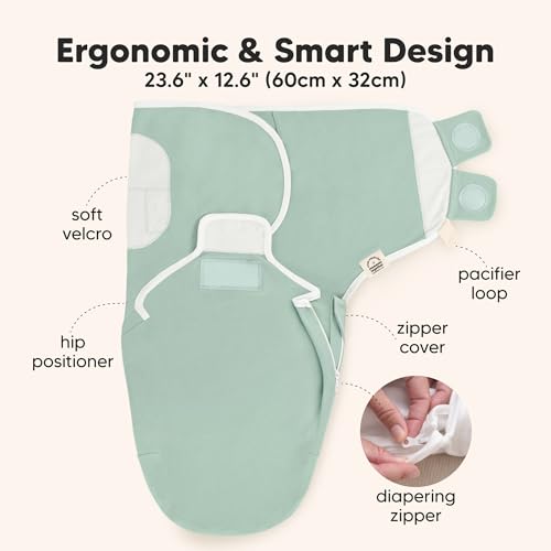 Image of Baby Swaddle Sleep Sacks with Zipper - 3-Pack Swaddles for Newborns 3-6 Months, Infant, Baby Girls, Boys, Soft & Durable Newborn Sleep Sack, Easy Diaper Change Swaddling Blanket (Sage, L)