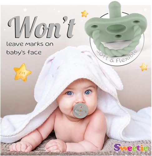 Image of Sweetie Baby Pacifier The Ultimate Solution for Easy Breathing and Playful Comfort, Sensory Design and Triple Airflow Holes Set of 2 (Light Blue-Dark Purple)