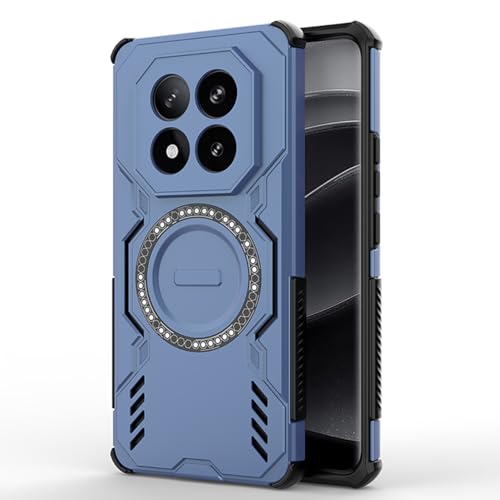 UPLAI Funda para Xiaomi Redmi Note 14 Pro+ Plus 5G, Ultra Delgado Grado Militar Antigolpes Armadura Respirable Carcasa con Magnético y Airbag, Premium PC + TPU Estuche Caso.Azul
