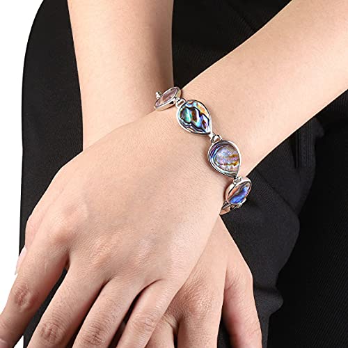SUNYIK Natural Abalone Shell Bracelet for Women and Man, Adjustable Link Bangle for Unisex, Assorted Shapes4