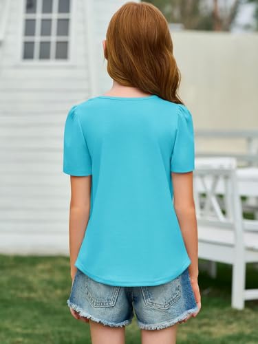 Image of Imily Bela Girls Pleated Short Sleeve T Shirts Kids Summer Crewneck Shirts Casual Tops Tees 5-14 Years