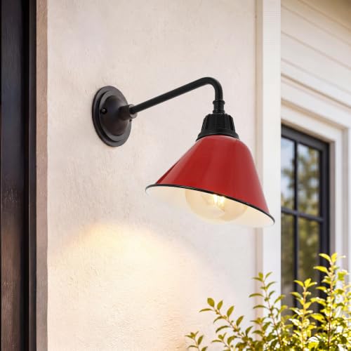 Image of JONATHAN Y Croydon 1-Light Gooseneck Barn Sconce 9.63 inch, Red